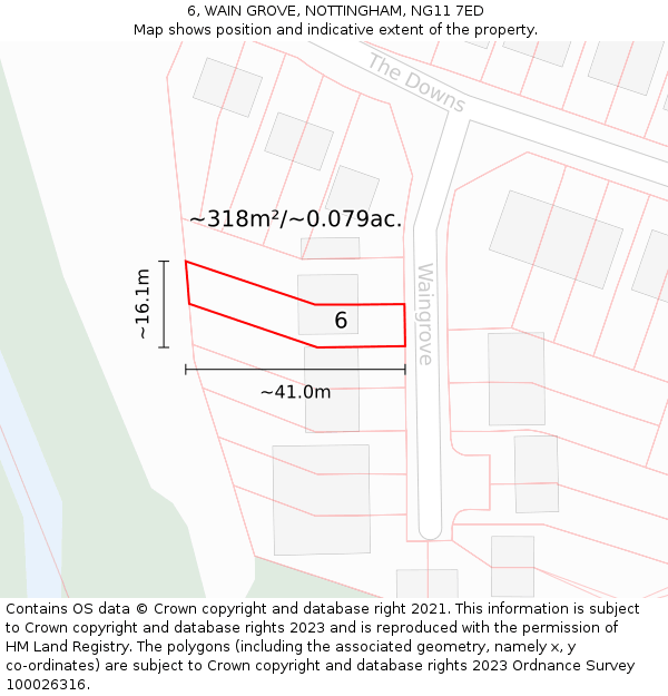 6, WAIN GROVE, NOTTINGHAM, NG11 7ED: Plot and title map