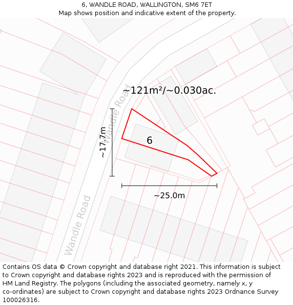 6, WANDLE ROAD, WALLINGTON, SM6 7ET: Plot and title map