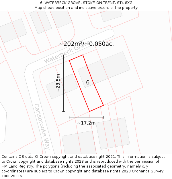 6, WATERBECK GROVE, STOKE-ON-TRENT, ST4 8XG: Plot and title map