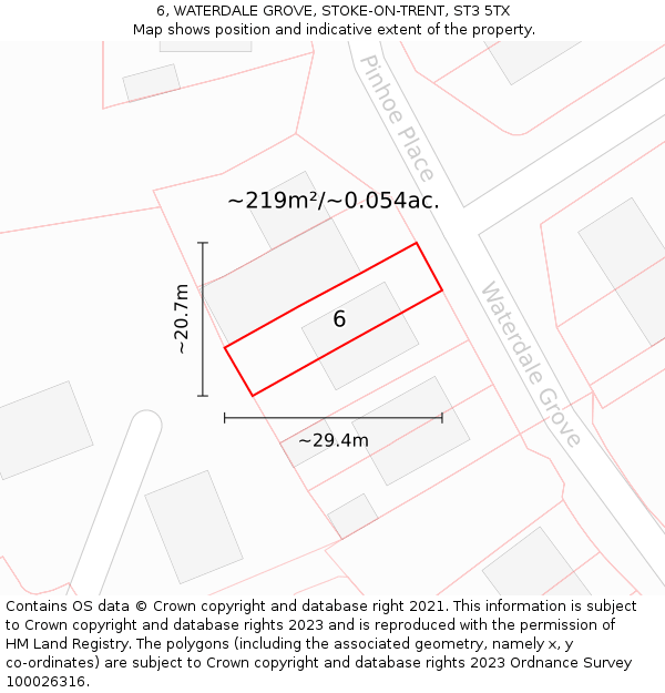 6, WATERDALE GROVE, STOKE-ON-TRENT, ST3 5TX: Plot and title map