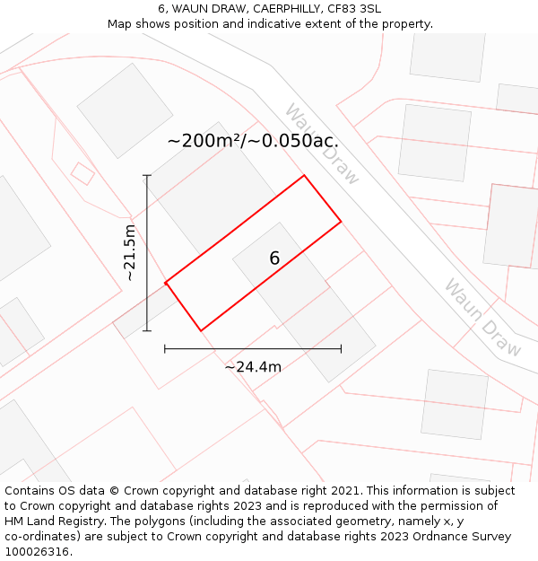 6, WAUN DRAW, CAERPHILLY, CF83 3SL: Plot and title map