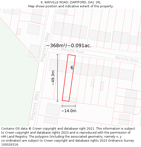 6, WAYVILLE ROAD, DARTFORD, DA1 1RL: Plot and title map