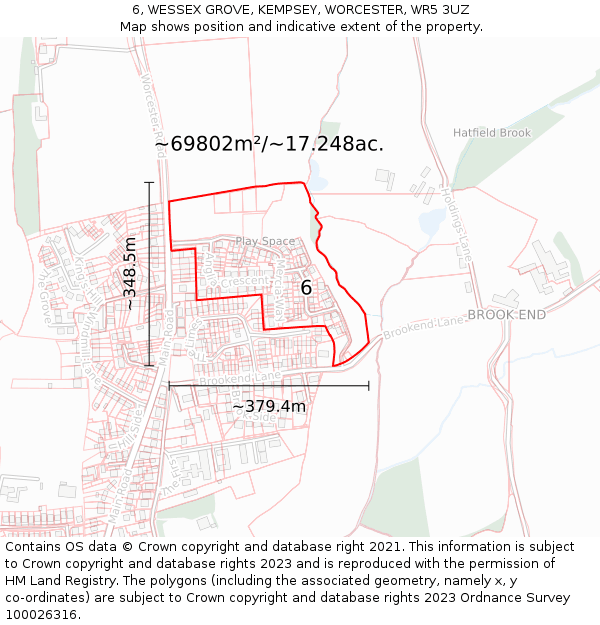 6, WESSEX GROVE, KEMPSEY, WORCESTER, WR5 3UZ: Plot and title map