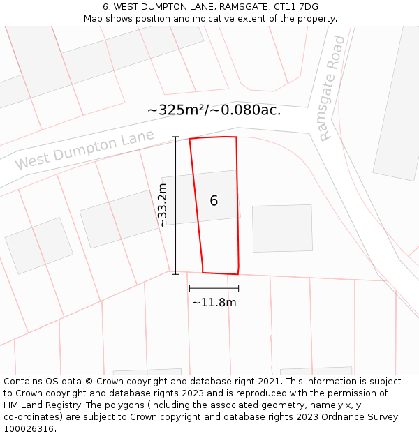 6, WEST DUMPTON LANE, RAMSGATE, CT11 7DG: Plot and title map