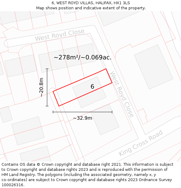 6, WEST ROYD VILLAS, HALIFAX, HX1 3LS: Plot and title map