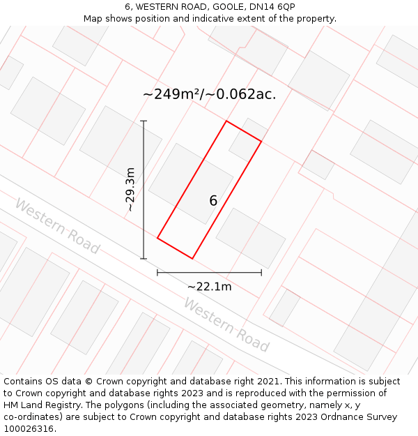 6, WESTERN ROAD, GOOLE, DN14 6QP: Plot and title map