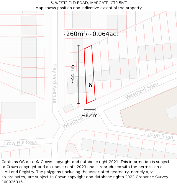 6, WESTFIELD ROAD, MARGATE, CT9 5NZ: Plot and title map