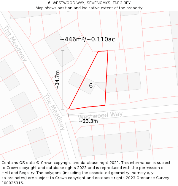 6, WESTWOOD WAY, SEVENOAKS, TN13 3EY: Plot and title map