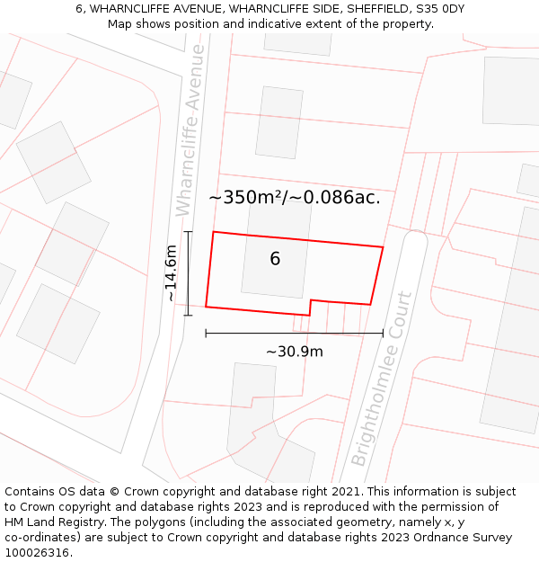 6, WHARNCLIFFE AVENUE, WHARNCLIFFE SIDE, SHEFFIELD, S35 0DY: Plot and title map