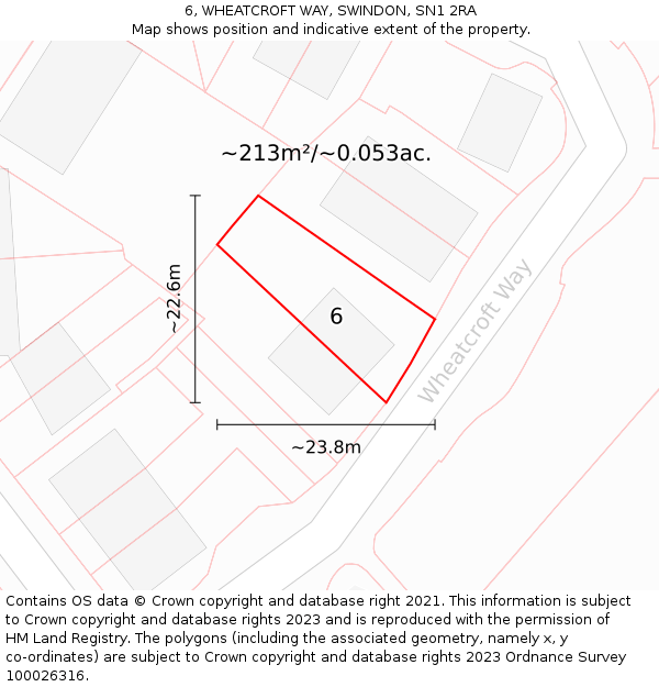 6, WHEATCROFT WAY, SWINDON, SN1 2RA: Plot and title map