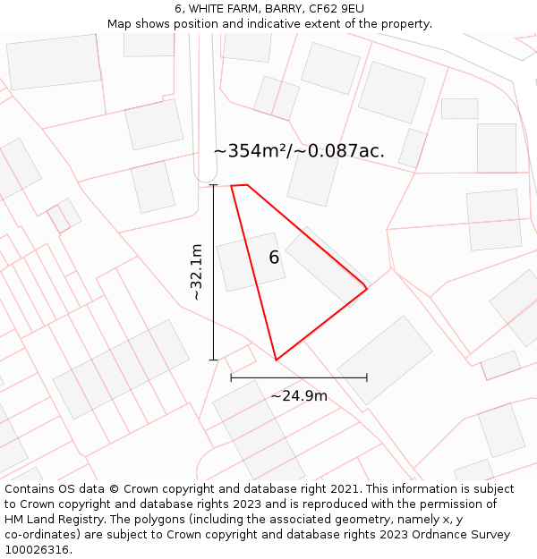 6, WHITE FARM, BARRY, CF62 9EU: Plot and title map