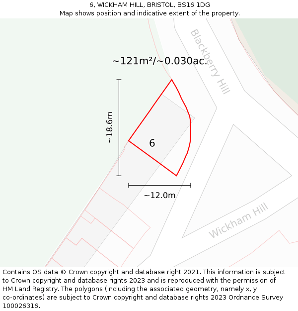 6, WICKHAM HILL, BRISTOL, BS16 1DG: Plot and title map