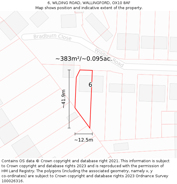 6, WILDING ROAD, WALLINGFORD, OX10 8AF: Plot and title map