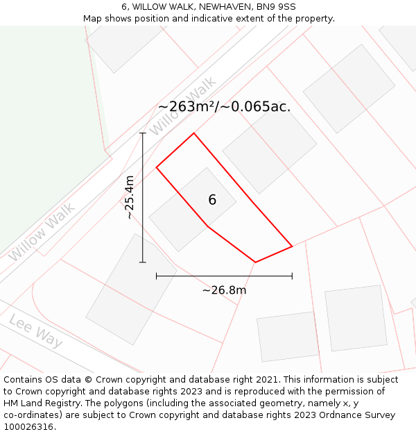 6, WILLOW WALK, NEWHAVEN, BN9 9SS: Plot and title map