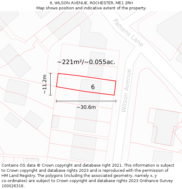 6, WILSON AVENUE, ROCHESTER, ME1 2RH: Plot and title map