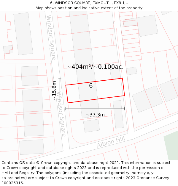 6, WINDSOR SQUARE, EXMOUTH, EX8 1JU: Plot and title map