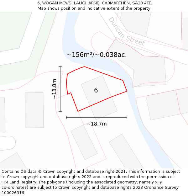 6, WOGAN MEWS, LAUGHARNE, CARMARTHEN, SA33 4TB: Plot and title map