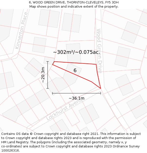 6, WOOD GREEN DRIVE, THORNTON-CLEVELEYS, FY5 3DH: Plot and title map