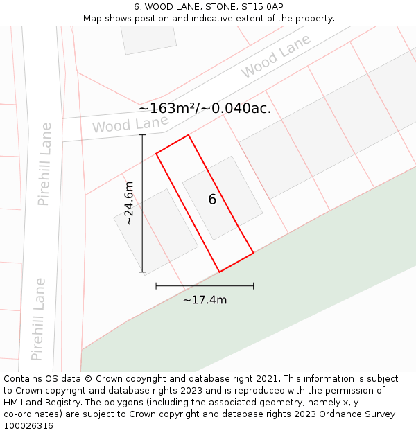 6, WOOD LANE, STONE, ST15 0AP: Plot and title map