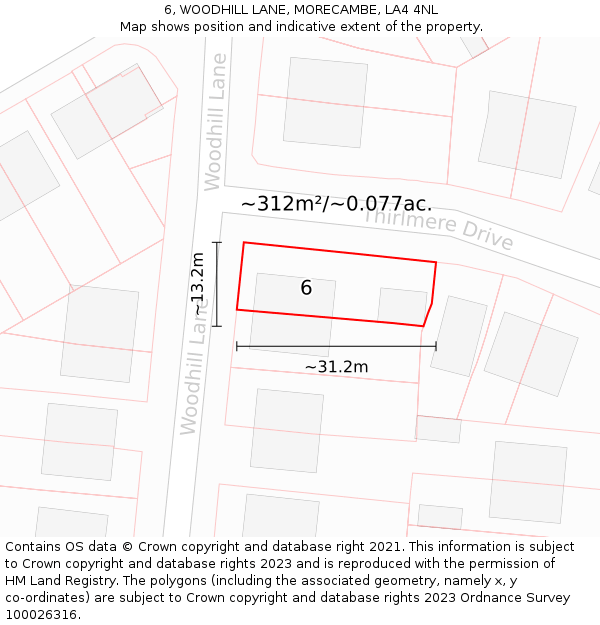 6, WOODHILL LANE, MORECAMBE, LA4 4NL: Plot and title map