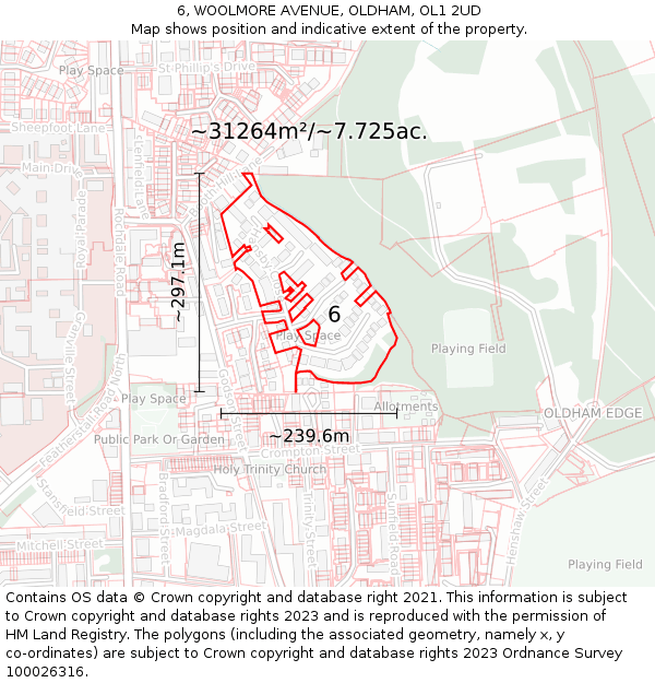 6, WOOLMORE AVENUE, OLDHAM, OL1 2UD: Plot and title map