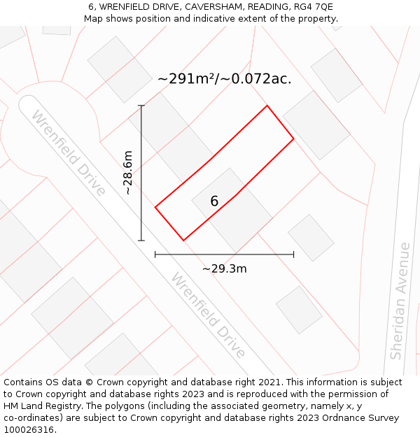 6, WRENFIELD DRIVE, CAVERSHAM, READING, RG4 7QE: Plot and title map