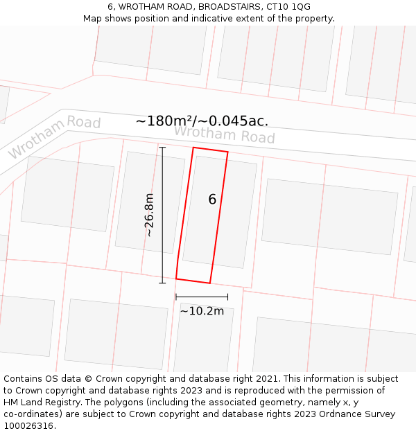 6, WROTHAM ROAD, BROADSTAIRS, CT10 1QG: Plot and title map