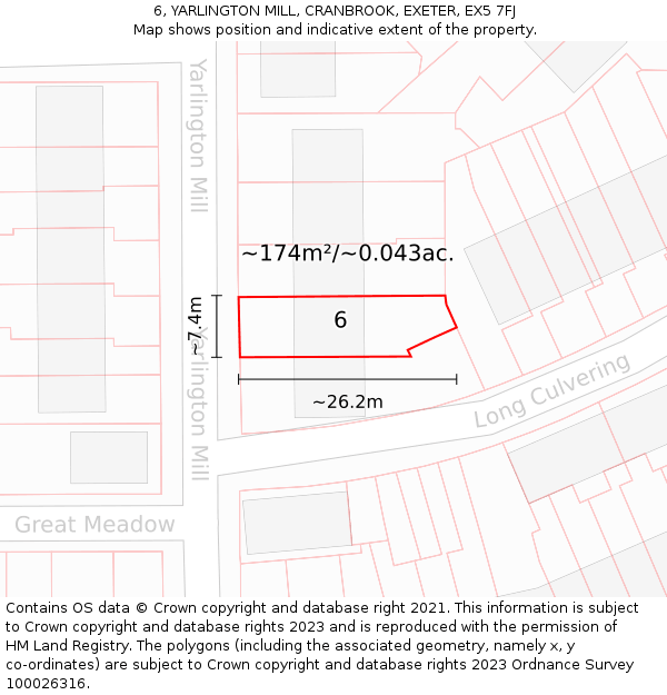 6, YARLINGTON MILL, CRANBROOK, EXETER, EX5 7FJ: Plot and title map