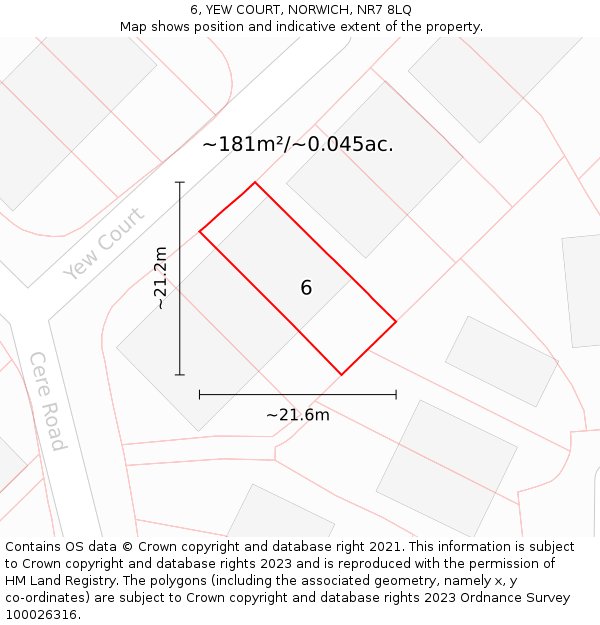 6, YEW COURT, NORWICH, NR7 8LQ: Plot and title map