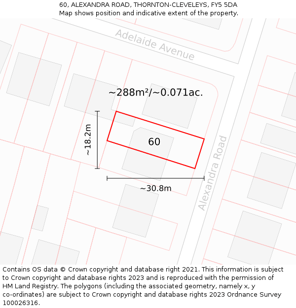 60, ALEXANDRA ROAD, THORNTON-CLEVELEYS, FY5 5DA: Plot and title map