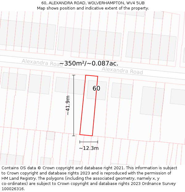 60, ALEXANDRA ROAD, WOLVERHAMPTON, WV4 5UB: Plot and title map