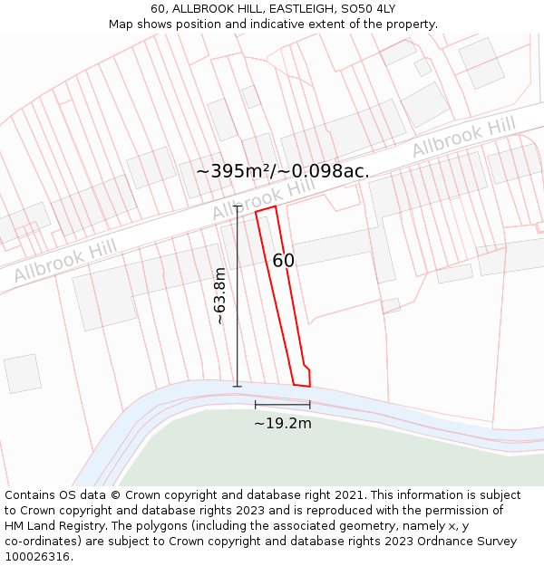 60, ALLBROOK HILL, EASTLEIGH, SO50 4LY: Plot and title map