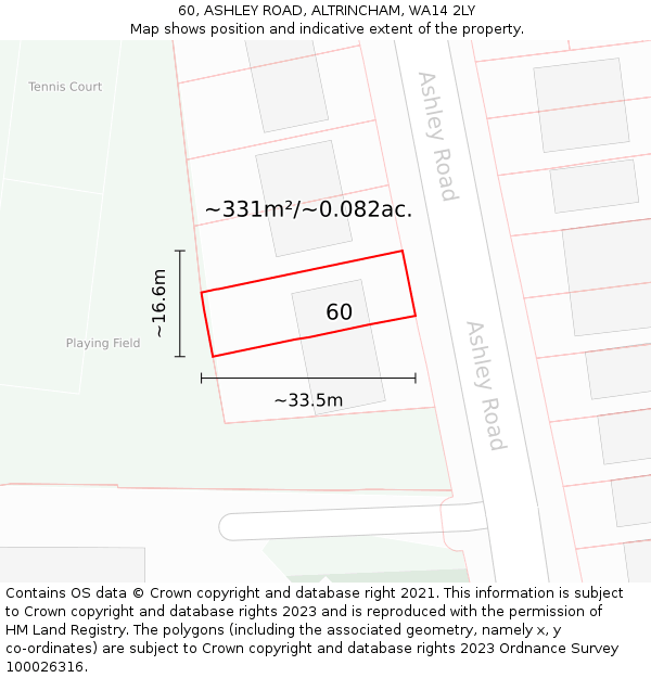 60, ASHLEY ROAD, ALTRINCHAM, WA14 2LY: Plot and title map