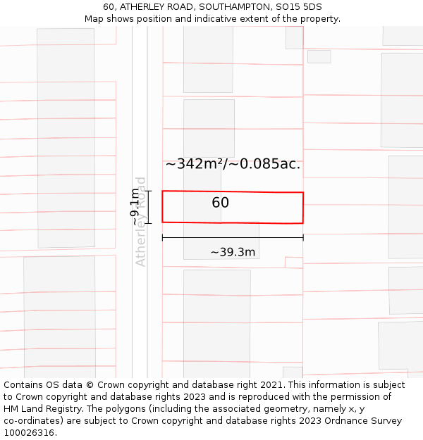 60, ATHERLEY ROAD, SOUTHAMPTON, SO15 5DS: Plot and title map