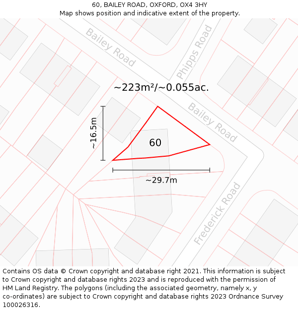 60, BAILEY ROAD, OXFORD, OX4 3HY: Plot and title map