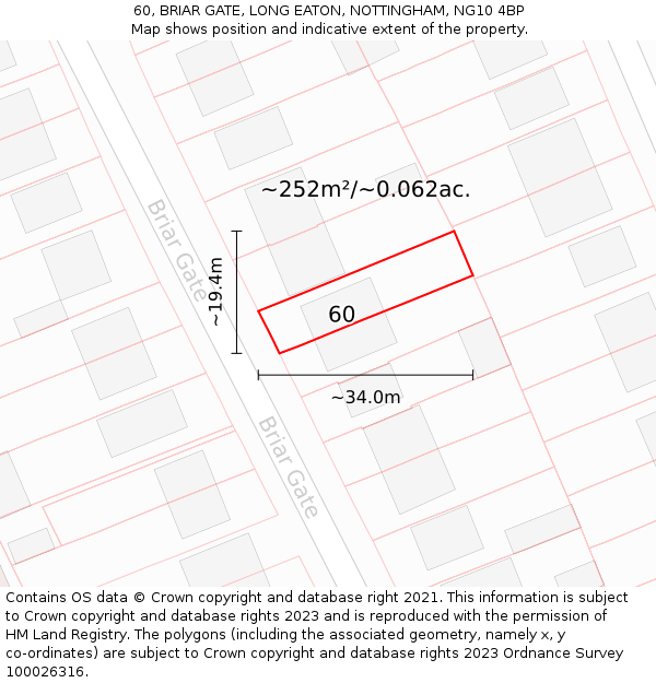 60, BRIAR GATE, LONG EATON, NOTTINGHAM, NG10 4BP: Plot and title map