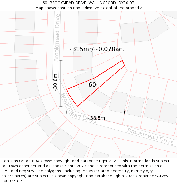 60, BROOKMEAD DRIVE, WALLINGFORD, OX10 9BJ: Plot and title map