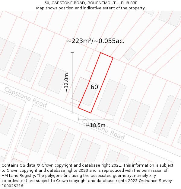 60, CAPSTONE ROAD, BOURNEMOUTH, BH8 8RP: Plot and title map