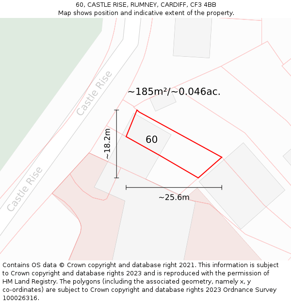 60, CASTLE RISE, RUMNEY, CARDIFF, CF3 4BB: Plot and title map