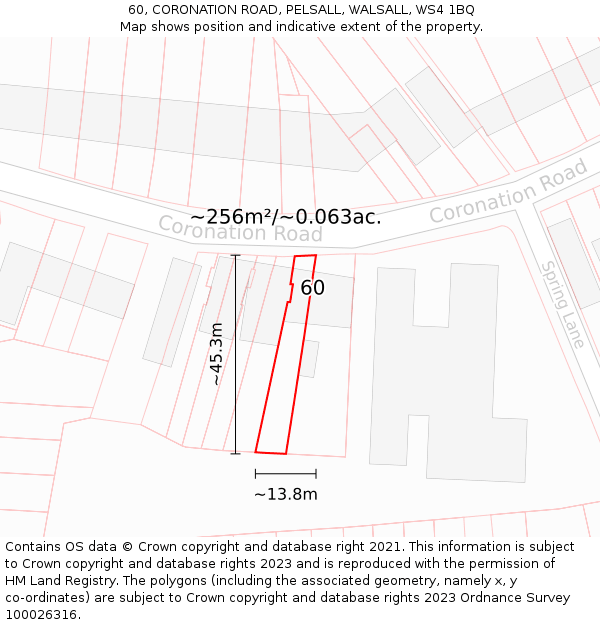 60, CORONATION ROAD, PELSALL, WALSALL, WS4 1BQ: Plot and title map