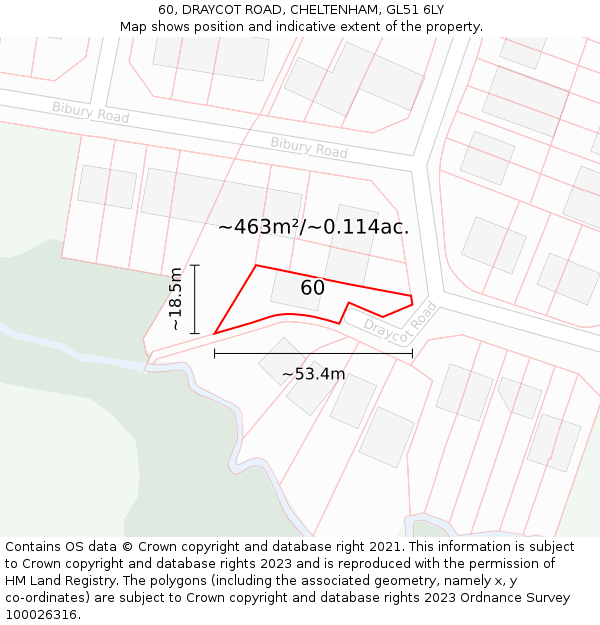 60, DRAYCOT ROAD, CHELTENHAM, GL51 6LY: Plot and title map