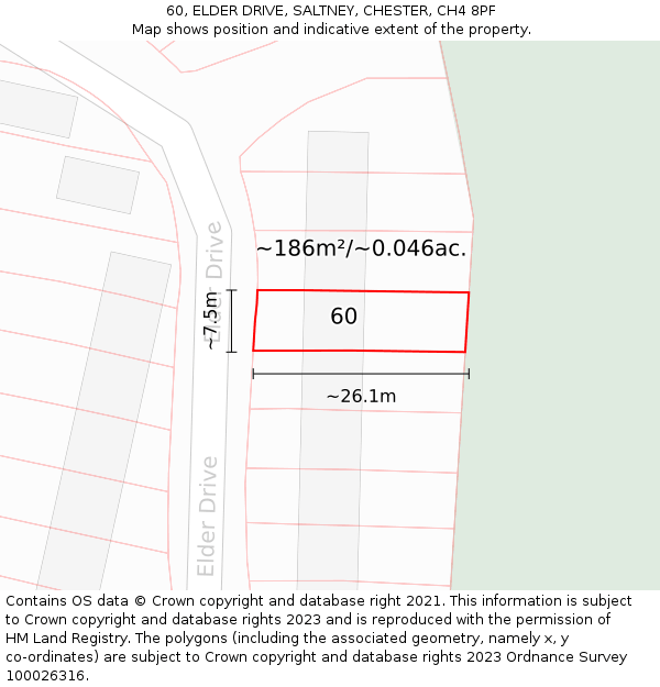 60, ELDER DRIVE, SALTNEY, CHESTER, CH4 8PF: Plot and title map