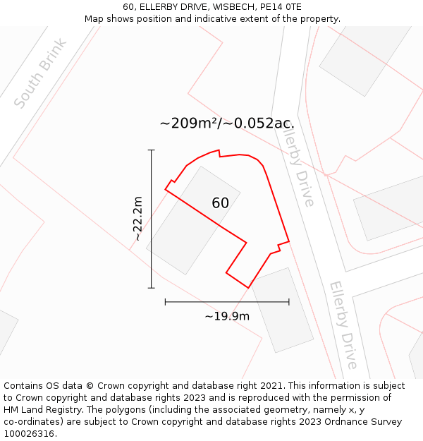 60, ELLERBY DRIVE, WISBECH, PE14 0TE: Plot and title map