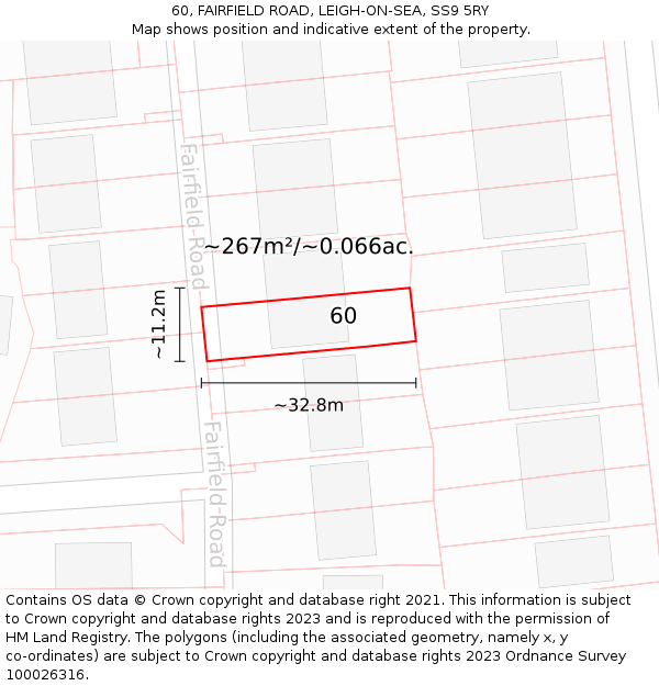 60, FAIRFIELD ROAD, LEIGH-ON-SEA, SS9 5RY: Plot and title map