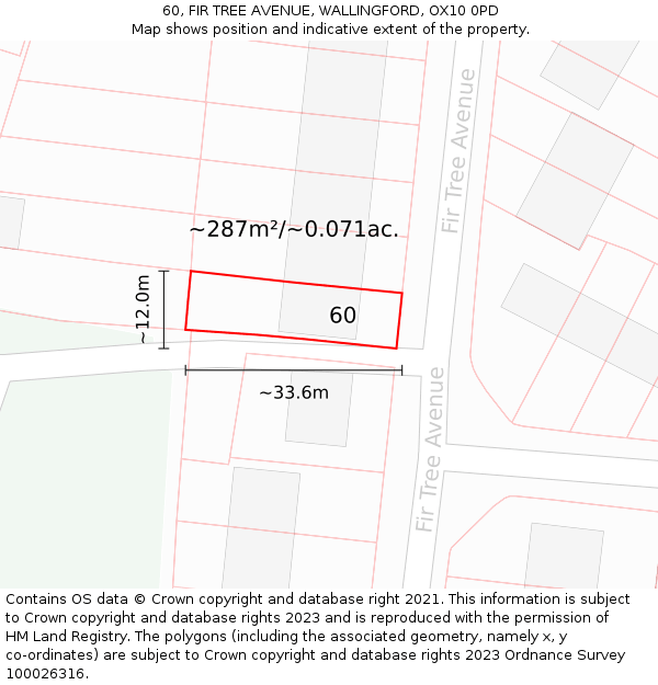 60, FIR TREE AVENUE, WALLINGFORD, OX10 0PD: Plot and title map