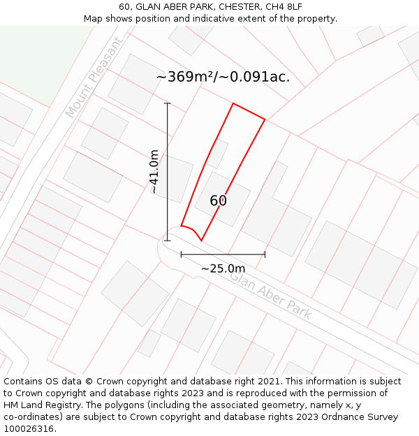 60, GLAN ABER PARK, CHESTER, CH4 8LF: Plot and title map