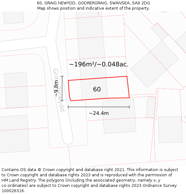60, GRAIG NEWYDD, GODRERGRAIG, SWANSEA, SA9 2DG: Plot and title map