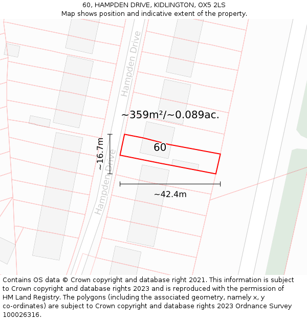 60, HAMPDEN DRIVE, KIDLINGTON, OX5 2LS: Plot and title map