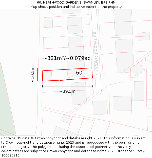 60, HEATHWOOD GARDENS, SWANLEY, BR8 7HN: Plot and title map