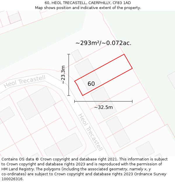 60, HEOL TRECASTELL, CAERPHILLY, CF83 1AD: Plot and title map